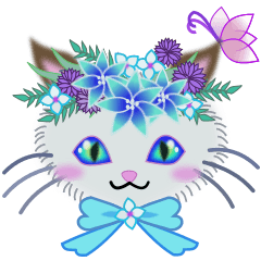 Elegant flower cat English