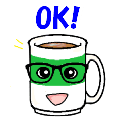 The mugs(Green coffee cup) "OK"