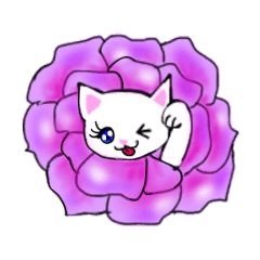The cat stickers with flowers