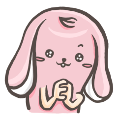 Pink rabbit with long ears