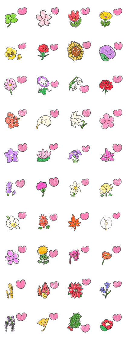 Flowers and leaves heart