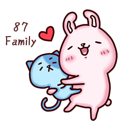 87 Family-Rabbit genius and Blue cat