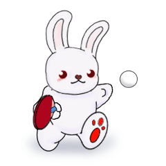 Greetings of table tennis rabbit