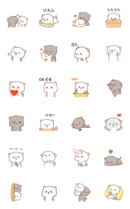 スタンプ無料GET!】 もちもち動くももねこちゃん(JPN