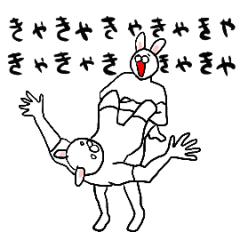 uzai,a moving white rabbit