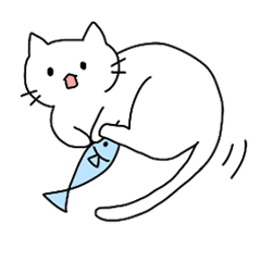 Moving white cat sticker