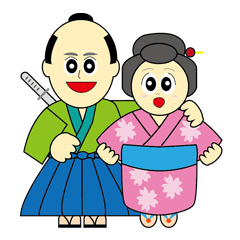 JAPAN SAMURAI Boy and GIRL Sticker