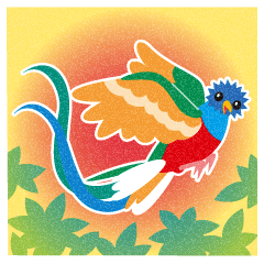 Sticker of a Resplendent Quetzal.