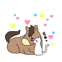 Good friend sticker of horse and cat