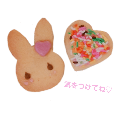 手作りうさちゃんクッキーとハートクッキー