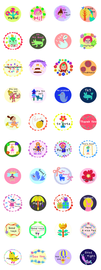 The word sticker sent to the friends