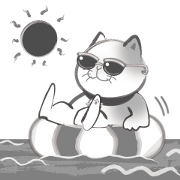 Chillin ink painting cat in summer