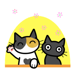 Sticker of Socks cat and caliko cat.No.7