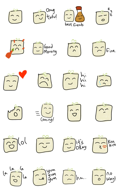 Cute Tofu face - funny love smiley emoji