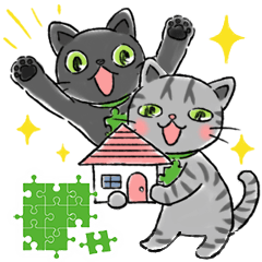 Puzzle cat brother's work sticker
