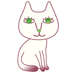 White cat of green eyes