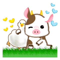 cozy cow in the meadow (ox, duck)