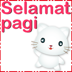 Bahasa Indonesia-greeting-Cute white cat