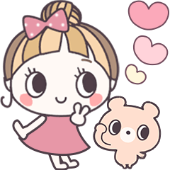 Girl and Bear Cute Sticker