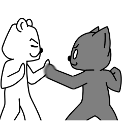 Battle Sticker! black cat vs white bear