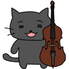 contrabass and cat