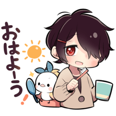 BLACK HAIR BOY'S STICKER   LINE Stickers | LINE STORE | Black Hair Boy