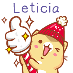 ”Leticia 冬季限定”扭扭貓姓名貼Q