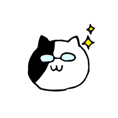 white and black cat wear glasses