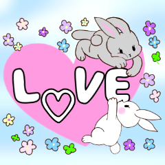 Cute Rabbits and flowers