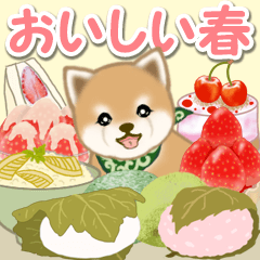 Puppy of Mameshiba with spring food