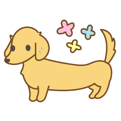 Sticker of relax dachshund in spring