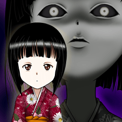 Garota japonesa de quimono de terror2