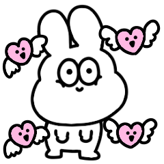 A moving love sticker for a fat rabbit