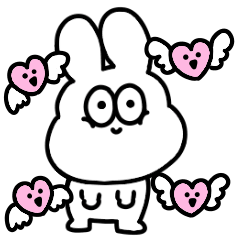 A moving love sticker for a fat rabbit
