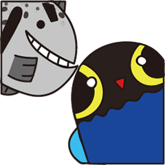 台灣藍鵲和櫻花鉤吻鮭Ｑ版貼圖
