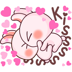 Fluffy rabbit Cute kiss!