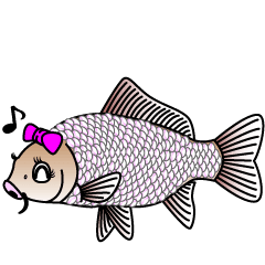 잉어 낚시의 여자 물고기 스티커