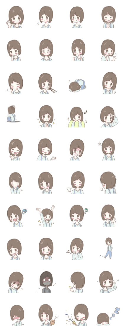 The cute sticker of fluffy girl