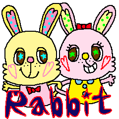 Coloful rabbit sticker