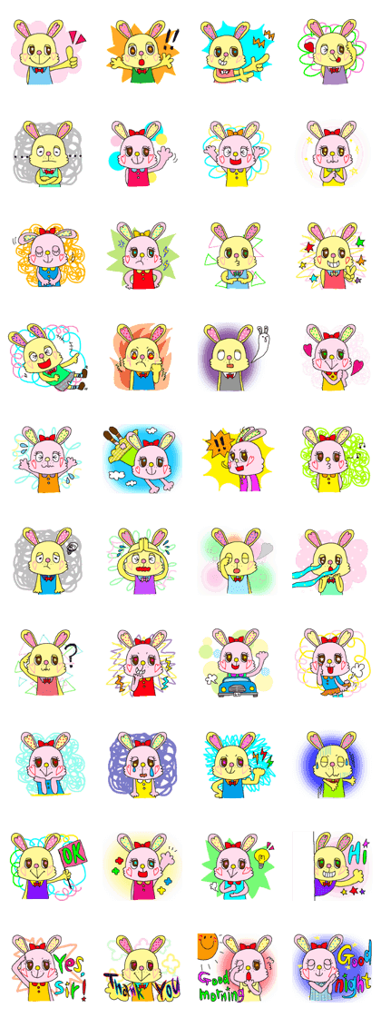 Coloful rabbit sticker