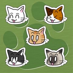5kinds of cat stickers of NyankoDaNyanko