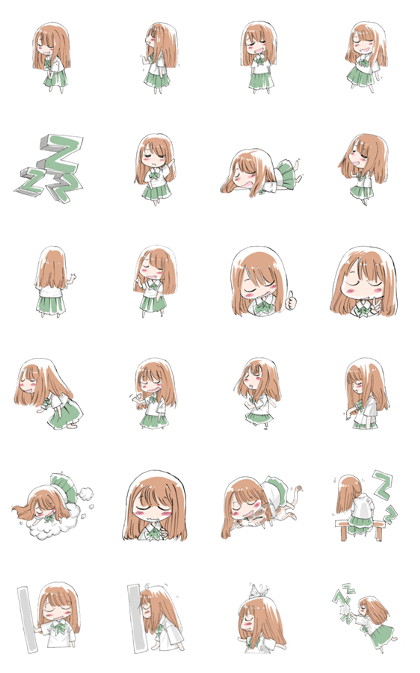 Sleepy Cute Girl Sticker [OKIRU]