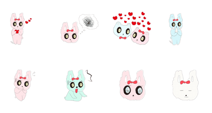 Bunny & Bear/ Hearts & love cute rubbit