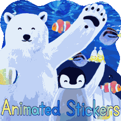 Anime-White bear and penguin's Sea walk