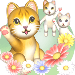 Flowers and Cats [Big Stickers]