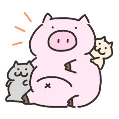 Pig and cats