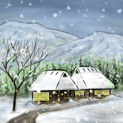 Digital sumi drawing of Japan.