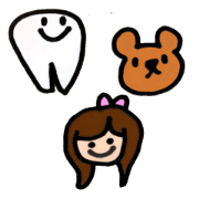 Tooth and bear and girl.