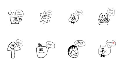 monotone cute stamp