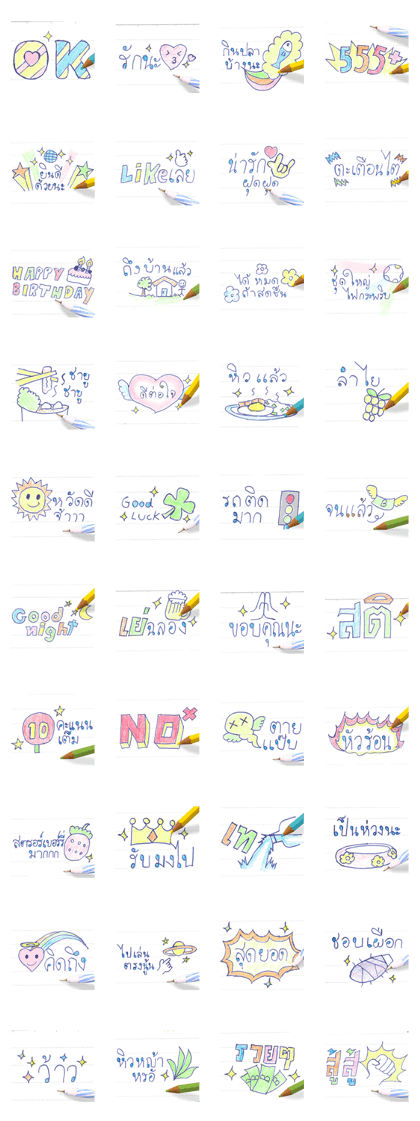 Note paper Pens and Crayons